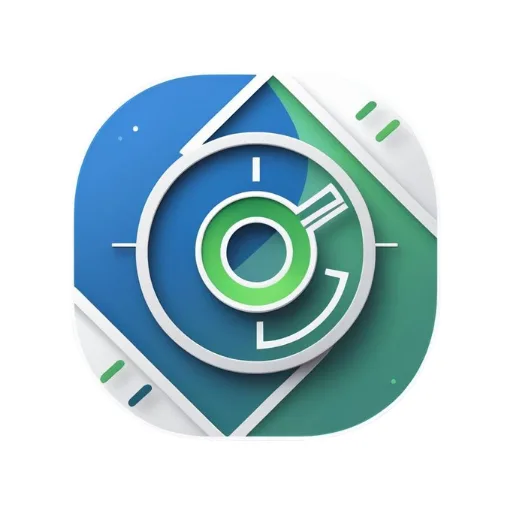 Age Calculator DOB & Countdown app icon — a stylised clock and compass dial over blue and green triangles