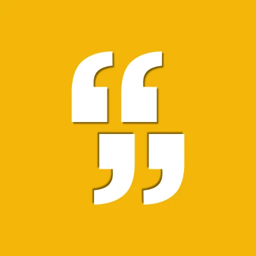 Daily Quotes, Status & Wishes app icon — a white double quotation mark on a gold background
