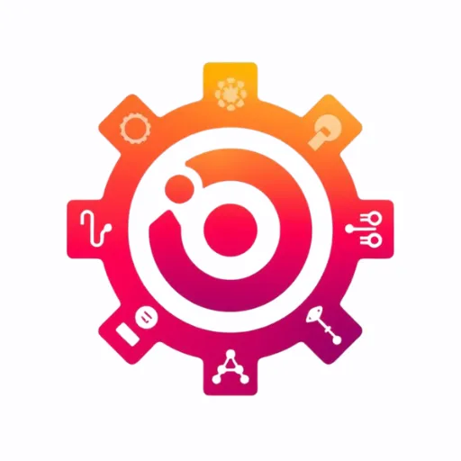 Phone Test: Device Info and CPU app icon — a gear-shaped gauge glyph in an orange-to-magenta gradient