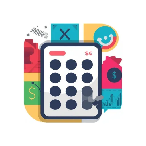 Financial Calculator app icon — a grid of coloured calculator keys with a white calculator panel on a pale ground