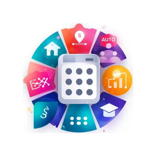 Loan Calculator app icon — a grid of small coloured calculator tiles around a white calculator panel
