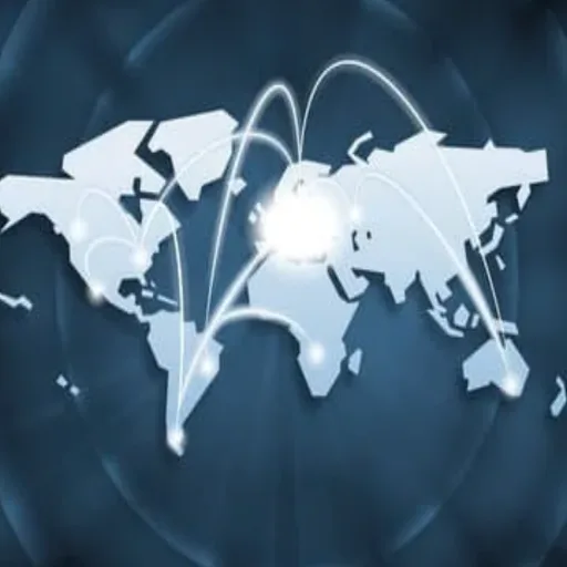World Countries Info & Atlas app icon — a glowing globe with flight-path arcs on a dark blue ground