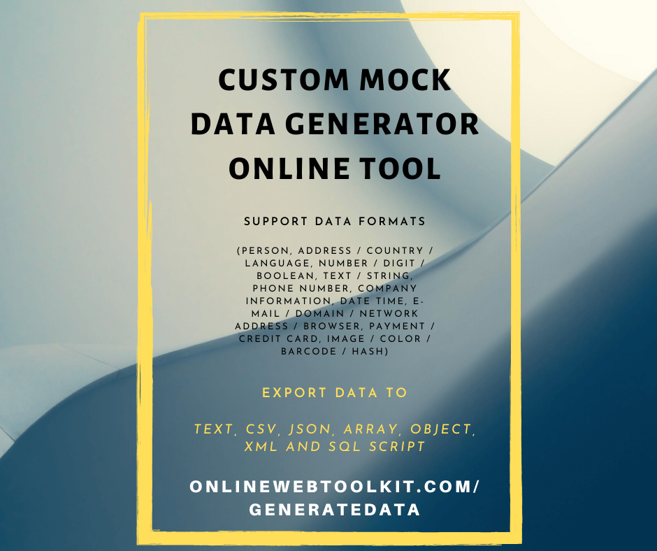 Mock Data Generator Online Tool