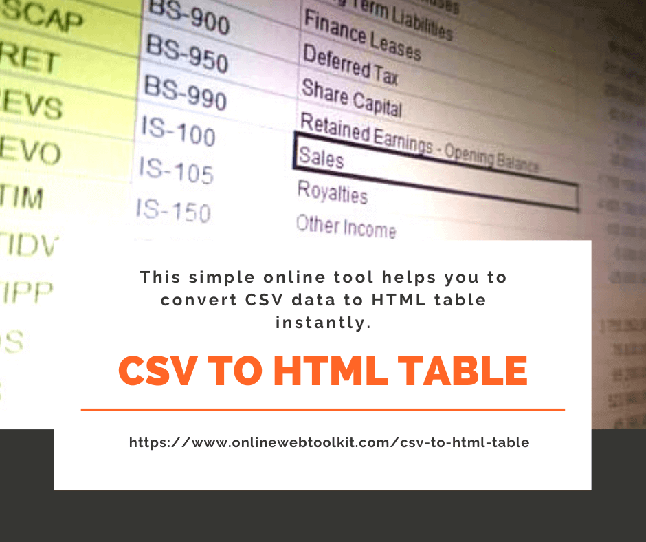 Csv To Html Table Converter Simple Online Tool